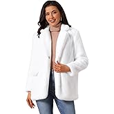 Seta T Women's Faux Fur Coat Fashion Winter Open Front Jacket Notch Lapel Long Sleeve Fluffy Fur Coat