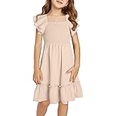 DOKOTOO KIDS Girls Summer Dresses Flower Girl Dress Teen Short Sleeve Sundress Size 6-15 Years Old