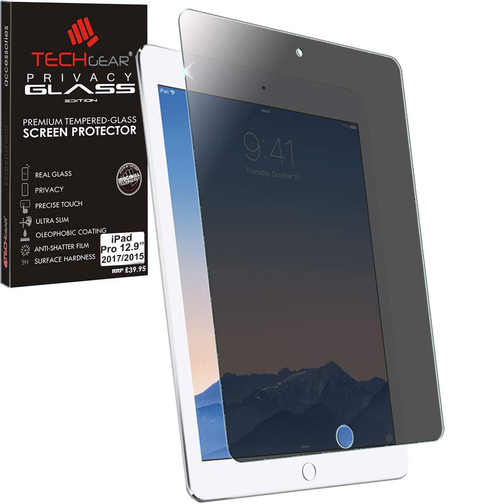 TECHGEAR Anti Spy Screen Protector for iPad Pro 12.9" 2nd Gen / 1st Gen - PRIVACY GLASS Edition Genuine Tempered Glass Screen Protector Guard Cover Compatible with Apple iPad Pro 12.9 inch 2017/2015