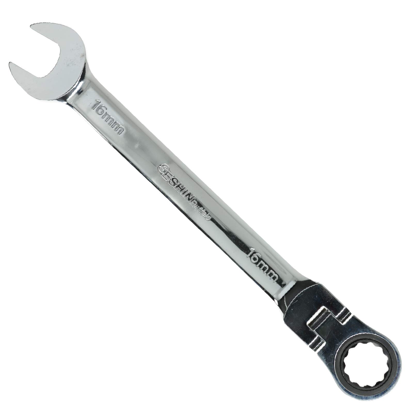 Buffalo 16mm Ratcheting Combination Wrench Spanner Flexible Head Gear Wrench Professional Hand Tool Cr-V Carbon Steel Open End & Ring (16mm)