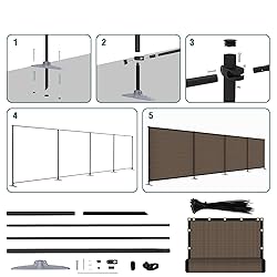 ECOOPTS 5'Hx70'L Privacy Fence Set with Poles and