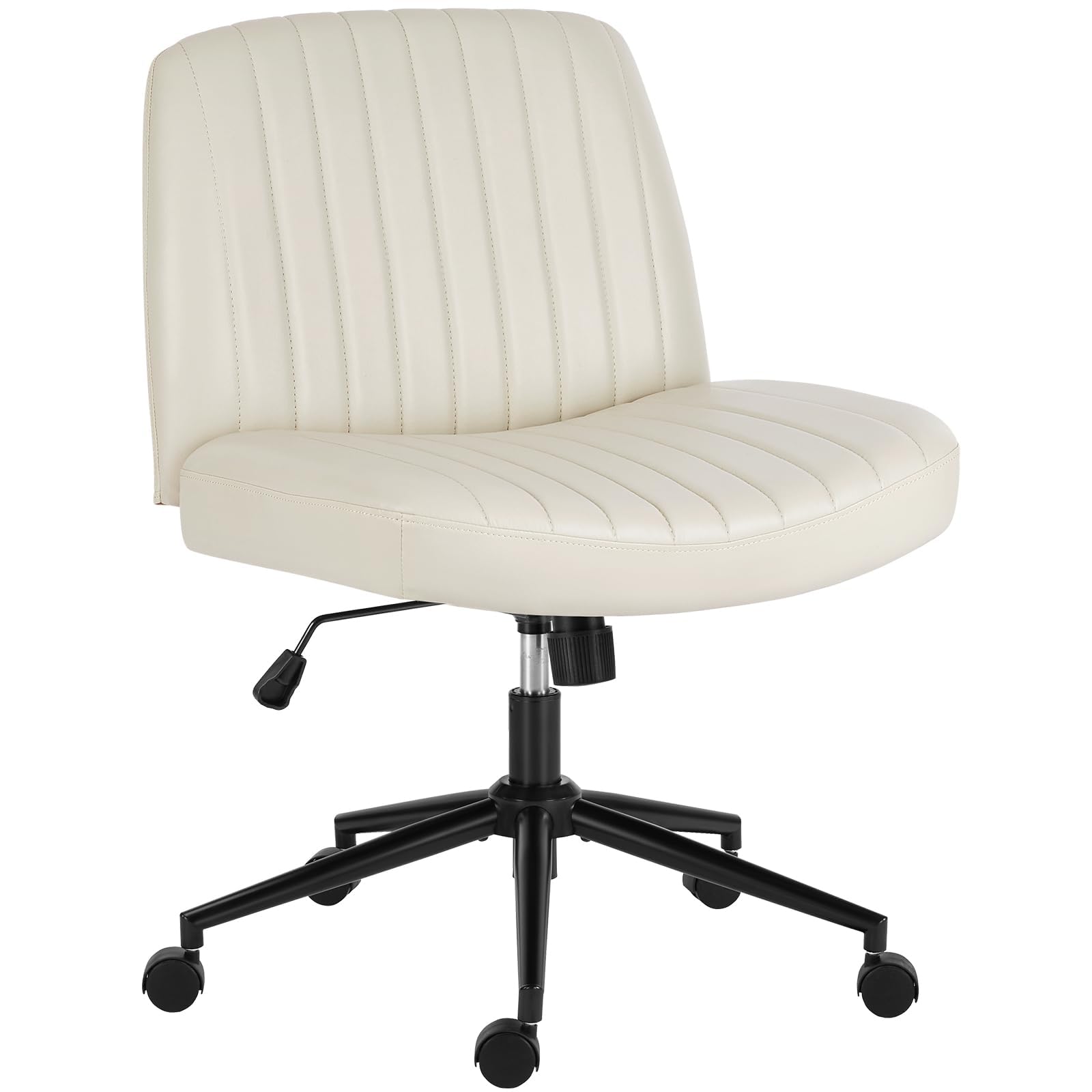OLIXIS Criss Cross Legged Chairs with Wheels Armless Swivel Wide Seat Height Adjustable Padded PU Leather Home Office Desk Seating for Bedroom, Student, Study Room Image OLIXIS Criss Cross Legged Chairs with Wheels Armless Swivel Wide Seat Height Adjustable Padded PU Leather Home Office Desk Seating for Bedroom, Student, Study Room Image
