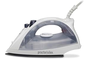 HAMILTON BEACH Proctor Silex Iron & Vertical Steamer for Clothes with Nonstick Soleplate, 1200 Watts, Adjustable Spray and Blast Steam Settings, Auto Shutoff, White (17150Y)