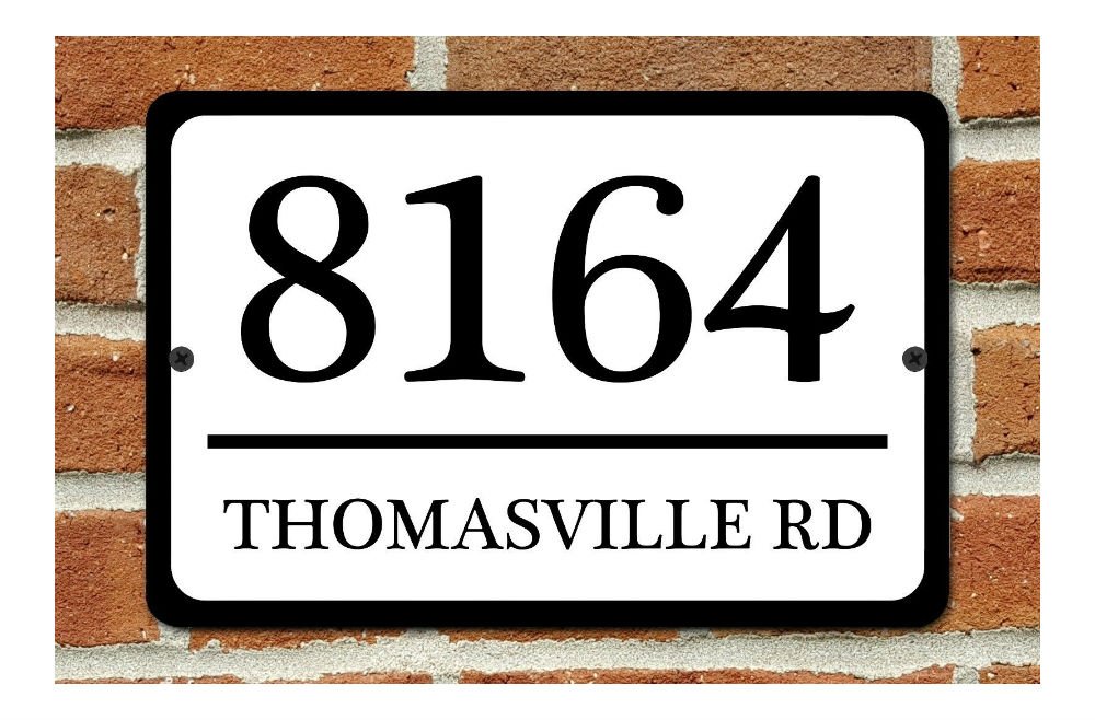 Personalized Home Address Sign Aluminum 12" x 8" Custom House Number Plaque (White)