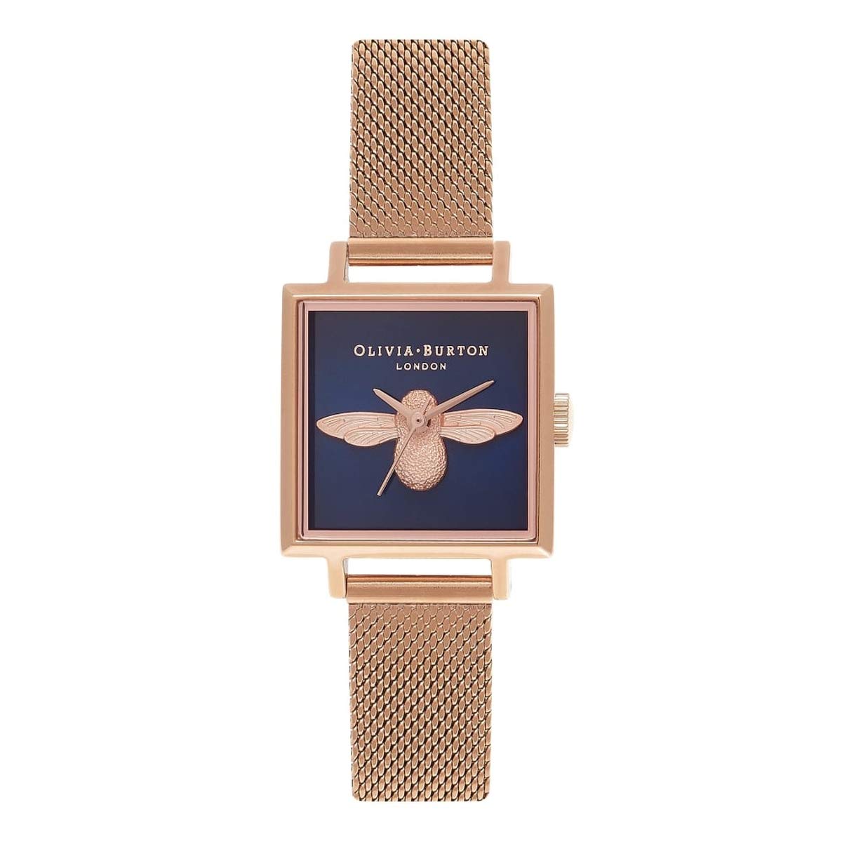 Olivia Burton Analogue Quartz Watch for Women with Rose Gold Colored Stainless Steel mesh Bracelet - OB16AM96