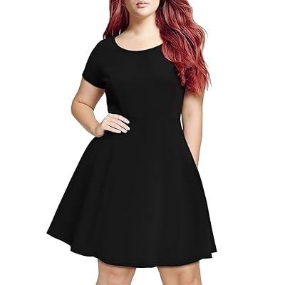 HDE Short Sleeve Black Skater Dress - Plus Size Jordan | Ubuy