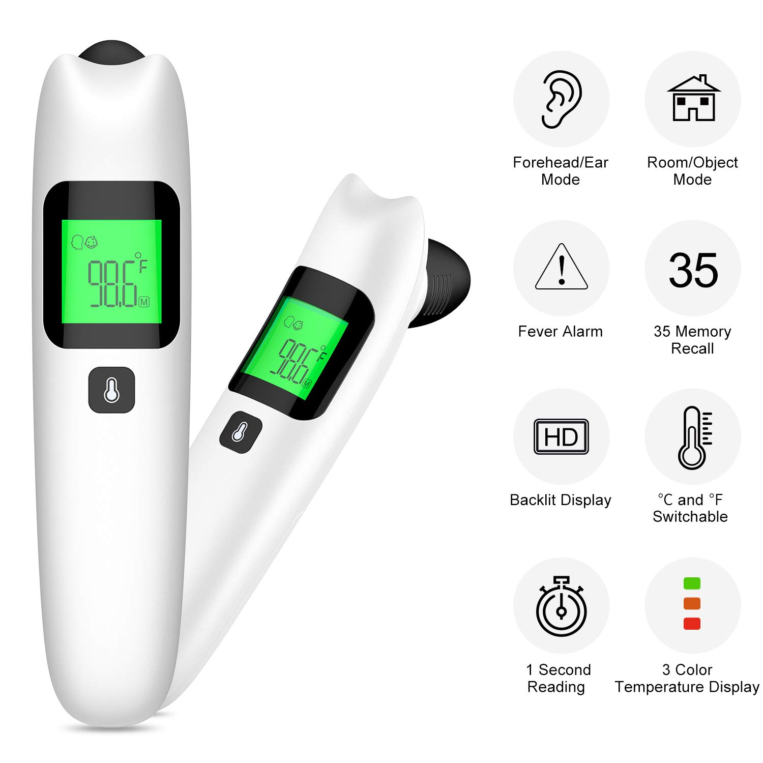 Thermometer for Adults, Touchless Forehead Thermometer for Fever, Digital Infrared Thermometer, Temporal No-Touch Kid and Baby Thermometer with 2 AAA Batteries: Industrial & Scientific
