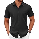 COOFANDY Mens Short Sleeve Button Down Shirts Casual Dress Shirts for Men Summer Untucked Shirts with Pocket