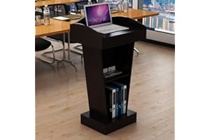 BGEDL Wood Podium, Stand-Up Speaking Lectern & Podium Stand, Podium Reception Desk Hostess Stand, Wooden Pulpitos para Iglesias, Portable Pulpit for Churches Classroom Schools (Black)