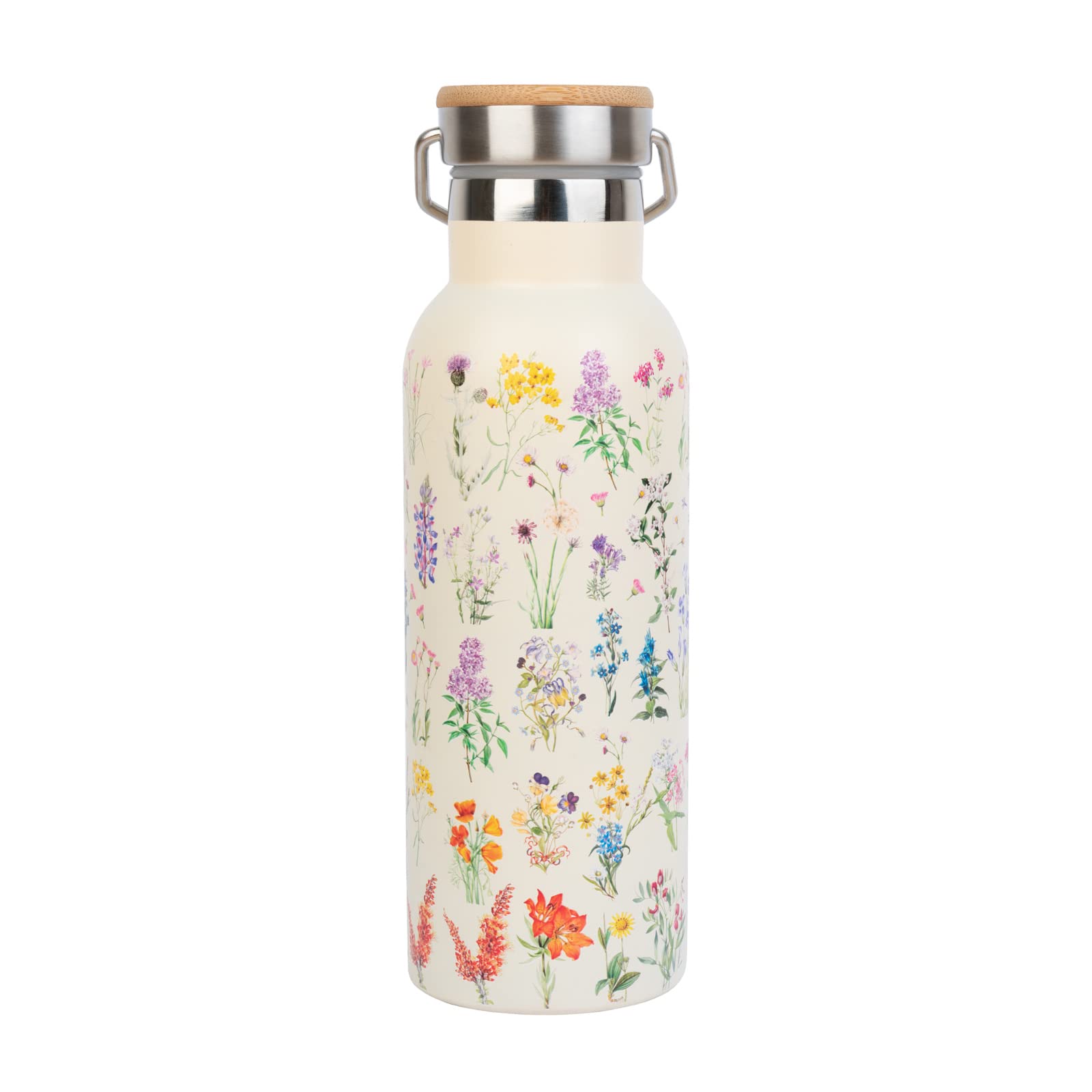 Grupo Erik Metal Water Bottle 500ml / 17oz - Wild Flowers | Hot and Cold Water Bottle Stainless Steel, Cute Travel Bottles Gym | Flowers Gifts Under 20 Pounds
