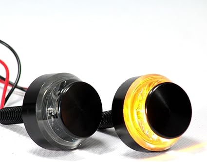 Black Metal 22mm Turn Signal Motorcycle Handlebar LED Grip Bar End Indicator 7//8