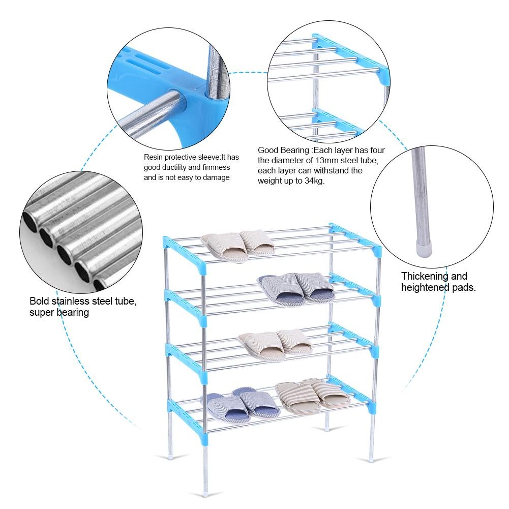 Shoes Rack Stainless Steel Storage Holder Shelf Rack Organize Space Saving Home Decor Four Shoe Racks Home Urbytus Com