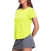 PINSPARK Workout Tops for Women UPF 50+ Yoga Shirts Short Sleeve Athletic Tops with Side Slits Running Gym Tee Top Loose Fit