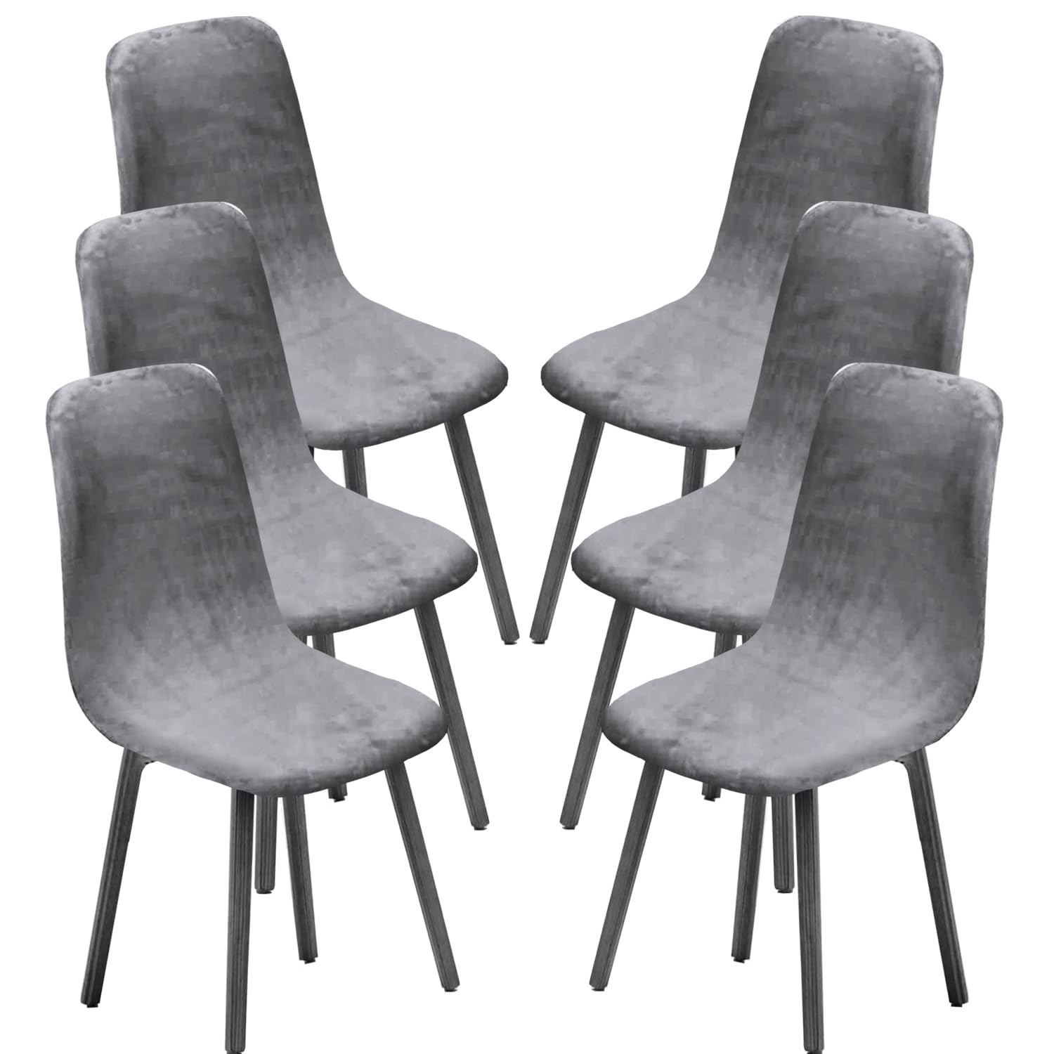 Keluina Dining Chairs Covers Set of 2/4/6, Style Shell Mid Century Modern Accent Side Chair Covers (Light Gray, 6 PCS)