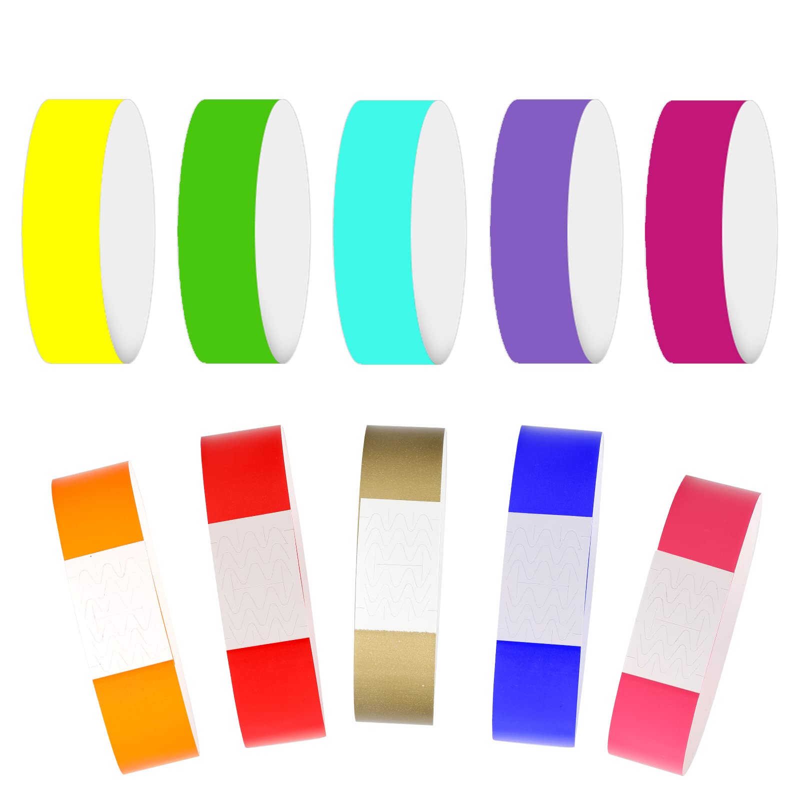 SAVITA 200pcs Colored Paper Wristbands, 3/4 Inch Tear-Resistant Colorful Neon Wristband Waterproof Disposable Wristbands for Events Parties (10 Colors)