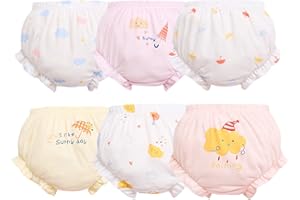 ORINERY Cotton Underwear Baby Girl Undies Breathable Bloomers Briefs Infant Toddler Panties Kids Ruffle Assorted Boxer 6-Pack