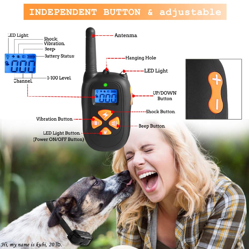 Gtpeak Bark Collar Dog Training Collars[2018 New] for Small Medium Large Breed with 3 Attention-Generating Tactic, Waterproof/Remote/Rechargeable/Harmless E Trainer
