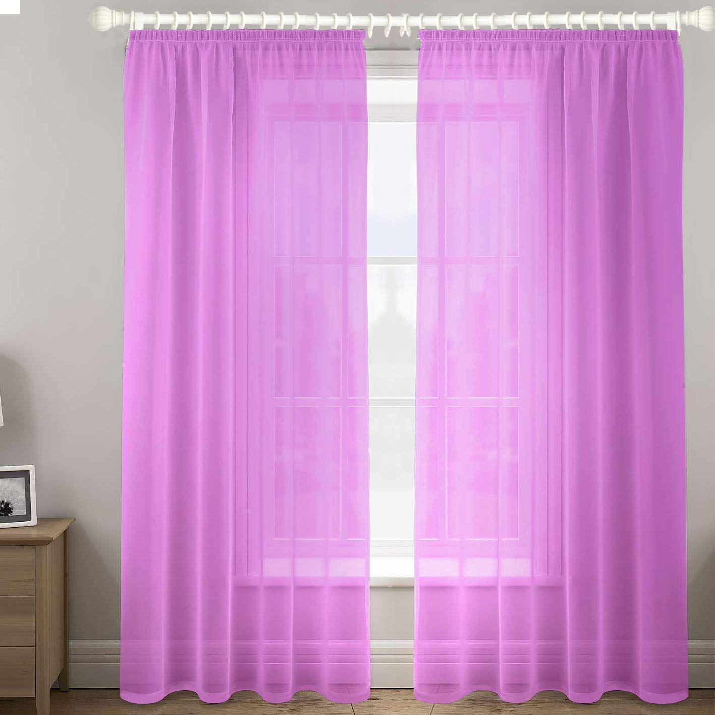 Megachest gathering tape voile curtain(lavender W 56" x L 108" (2 Panels))