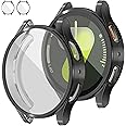 [2Pack] RICHONE Compatible with Samsung Galaxy Watch 7 44mm Screen Protector Black Case, Full Protection Cover Soft TPU Bumper Frame Accessories (Black*2, Galaxy Watch7 44MM)