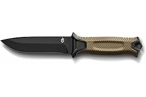 Gerber Gear StrongArm Knife - Fixed Blade - Tactical Knife for Survival Gear - Full Tang, 420HC Steel Blade - Camping Survival Knife - Made in USA - Plain edge, Coyote Brown