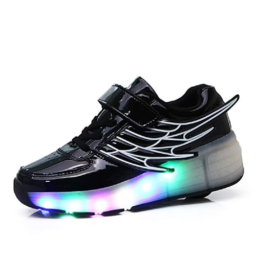 Skybird-UK Kinder Junge Mädchen 7 Farbe Farbwechsel Lichter Blinken LED Schuhe mit Rollen Skateboard Rollschuhe Sport Outdoor