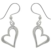 Jewelry Trends Open Love Heart Sterling Silver Dangle Earrings