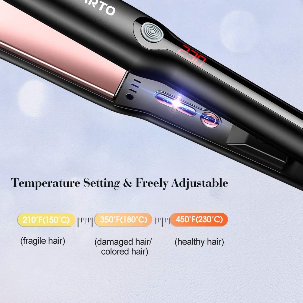 Hair Straightener Flat Iron, 2 in 1 Straightener and Curler, JOMARTO Hair Straightening Iron with Ceramic Plate, LCD Display and Adjustable Temperature, Heats Up Fast, Suitable for All Hair Types: Health & Personal Care