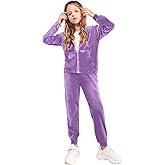 Arshiner 2 Piece Outfits for Girls Velour Tracksuit Hoodie and Jogger Set Sweatsuit Athletic Clothes Sets