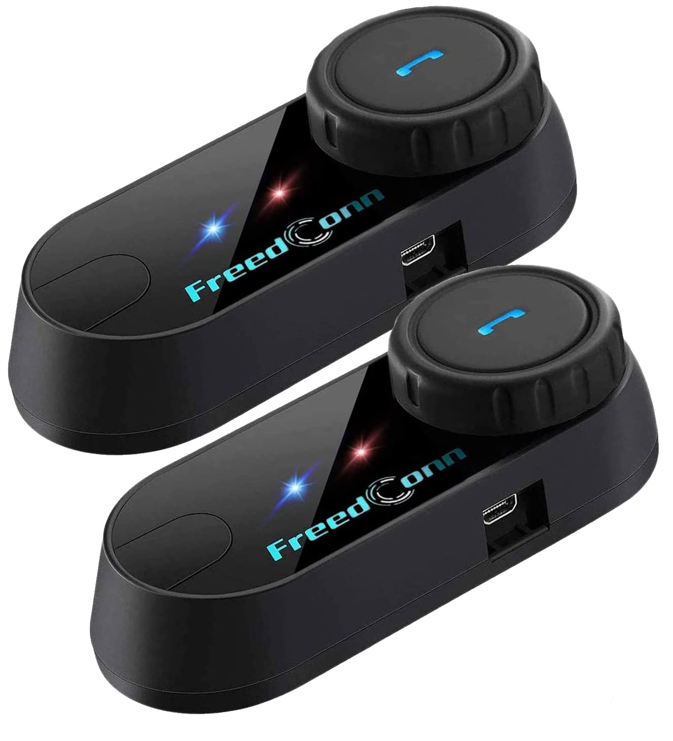 FreedConn TCOM-VB Motorcycle Helmet Bluetooth Intercom Headset Communication Systems Kit, for 2 or 3 Riders, FM Radio/Mobile phone/MP3/GPS Connective/Range 800m / Handsfree (2 Pack)