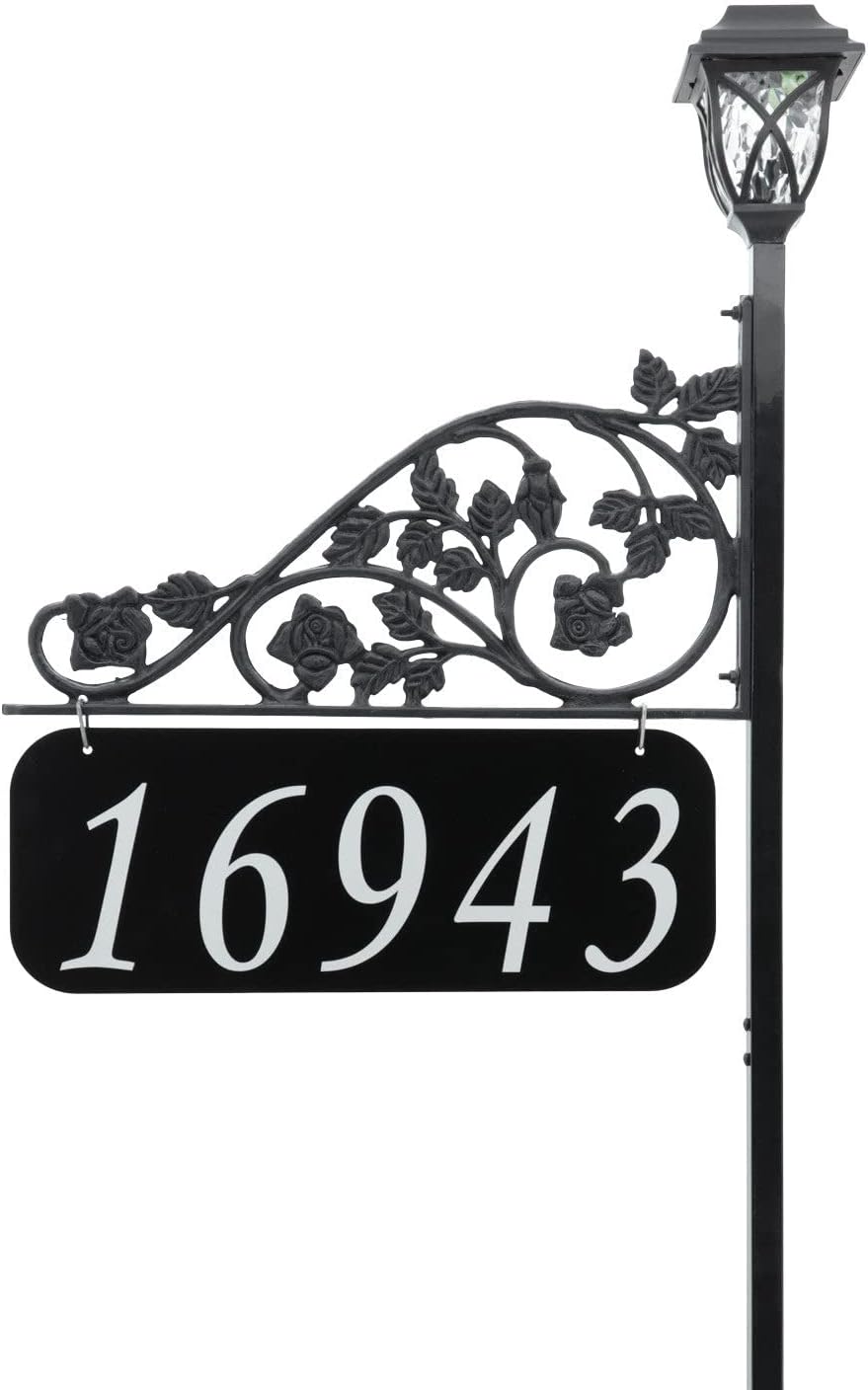Address Signs - Address America USA Handcrafted Rose Reflective Double Sided Address Sign With Solar Light- 58