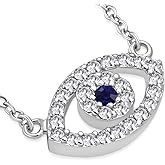 My Daily Styles 925 Sterling Silver Evil Eye White Blue CZ Pendant Necklace