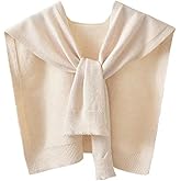 Women Sweater Shawl Wraps Y2K Knitted Tie Up Knotted Shoulder Cape Casual Travel Scarf Tops Trendy Preppy Streetwear