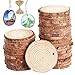 Unfinished Wood Circles with Barks Used for Christmas Centerpieces 40 pcs 2.0-2.4 inch Natural Wood Slices with Holes and 33 Feet Jute Twine