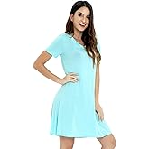 NACHILA Nightgowns for Women-Viscose Made from Bamboo, Soft Sleepshirts Short Sleeve Nightshirts Loose Sleepwear
