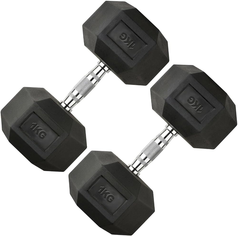 Fashion Thirsty Northern Hex Dumbbell Set Rubber Weights 2.5kg-30kg Pairs