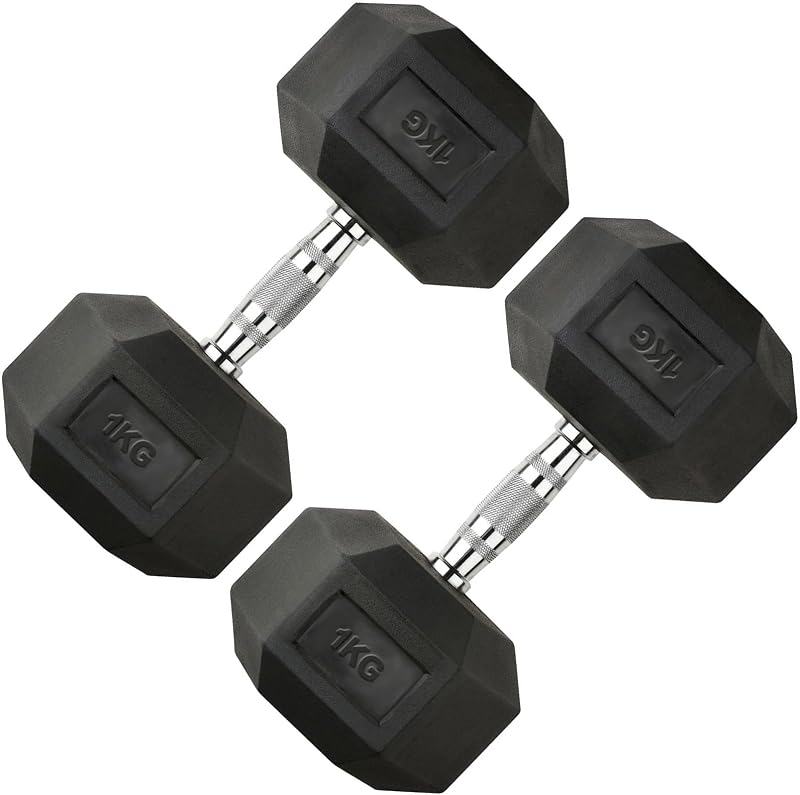 Fashion Thirsty Northern Hex Dumbbell Set Rubber Weights 2.5kg-30kg Pairs