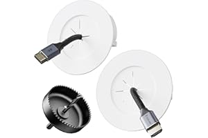 VCELINK in Wall Cable Management Kit with Hole Saw Drill Attachment and Mounting Brackets, Hide TV Cords for Wall Mount, Cable Wall Plate for Network, HDMI, Coax, Speaker Cables, White, 2-Pack