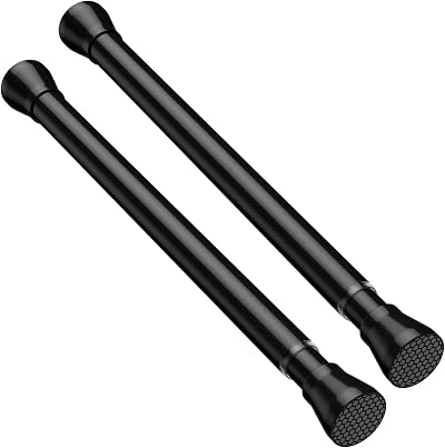AIZESI 2Pcs Black Spring Curtain Rods 18-28 Inch 7/8 Diameter Tension Rods