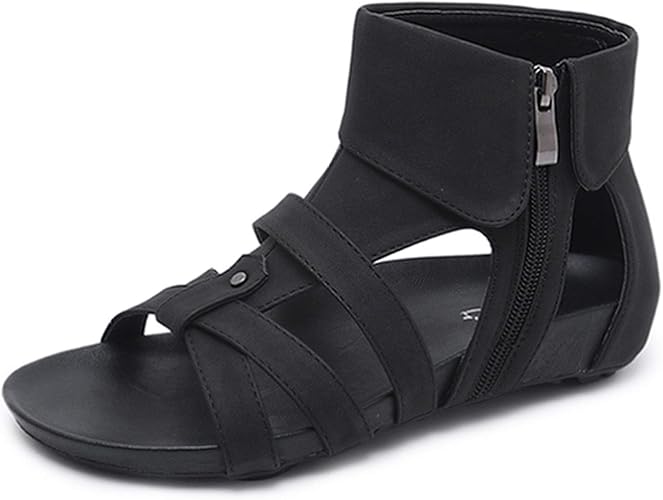 Amazon イノヤシューズ サンダル レディース ぺたんこ 疲れない 歩きやすい ショットブーツ ブーツサンダル 大きいサイズ ワイズ 3e グラディエーターサンダル 痛くない ファスナー フラットサンダル レディースサンダル 走れる 幅広 お洒落 イノヤシューズ