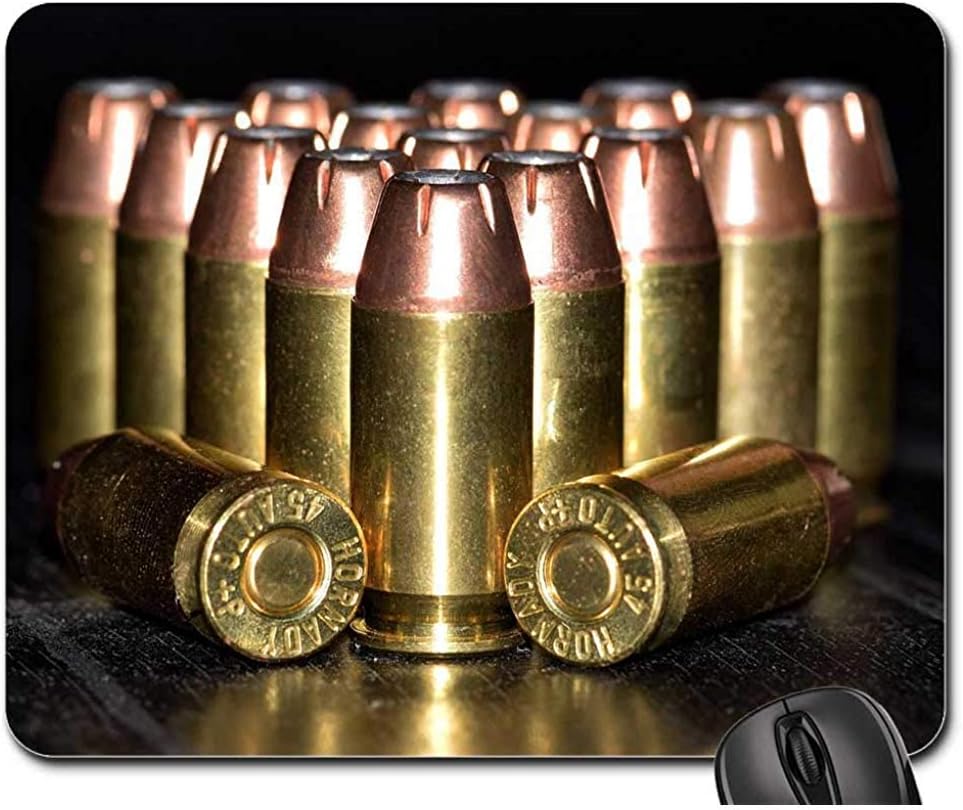 Non-Slip Gaming Mousepad,Stitched Edges Mice Pad,Rubber Base Mouse Pad, Bullets Ammo Ammunition Brass Cartridges Caliber 1 Smooth Mousemat,Office Computers Pad,30X25Cm