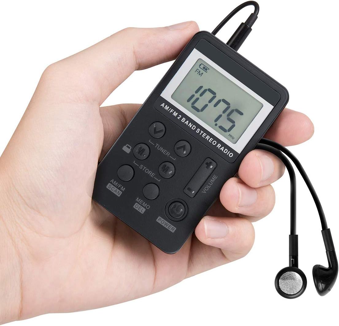 Personal AM/FM Pocket Radio Portable VR-robot, Mini Digital Tuning Walkman Radio, with Rechargeable Battery, Earphone, Lock Screen for Walk/Jogging/Gym/Camping: Home Audio & Theater