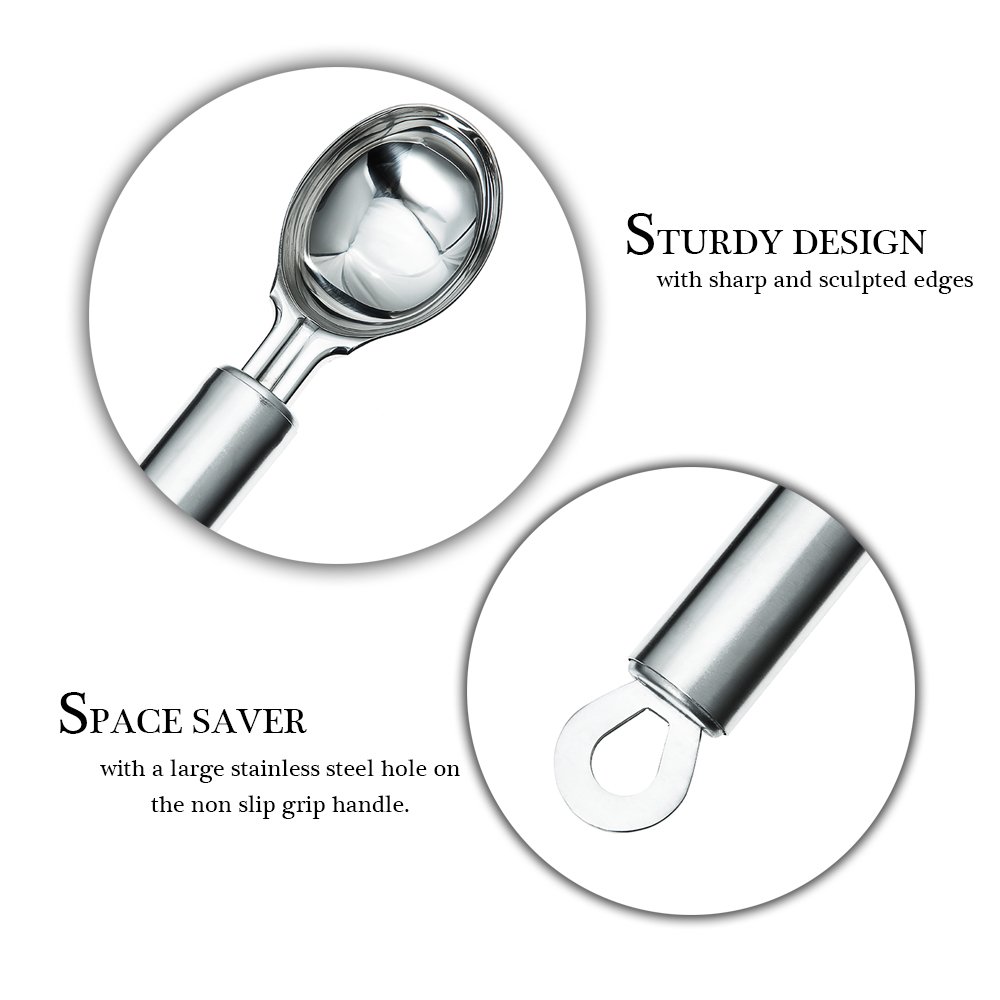 TAFOND Stainless Steel Long-Handled Ice Cream Scoop Spade Cookie Dough Spoon 2oz
