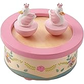 RUYU Wooden Music Box,Musical Box Swan Toy Decoration Birthday Present for Lover Friends and Children,Pink
