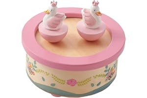 RUYU Wooden Music Box,Musical Box Swan Toy Decoration Birthday Present for Lover Friends and Children,Pink