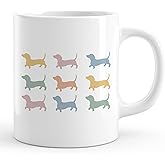 WFSM Colorful Dachshund Coffee Mug, Dachshund Gifts for Women Lovers Coffee Cups Ceramic, Weiner Dog Doxie Gifts for Women, Dog Mom Lovers Owners Gift Tea Mug 11oz
