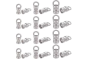 PH PandaHall 60Pcs 3 Sizes Brass Cord End Tips Ribbon Ending Clasp Tips End Caps with Hole Leather Tips Thread Ends for Necklace Bracelet DIY Jewelry Making Bag Cloth Making Supplies