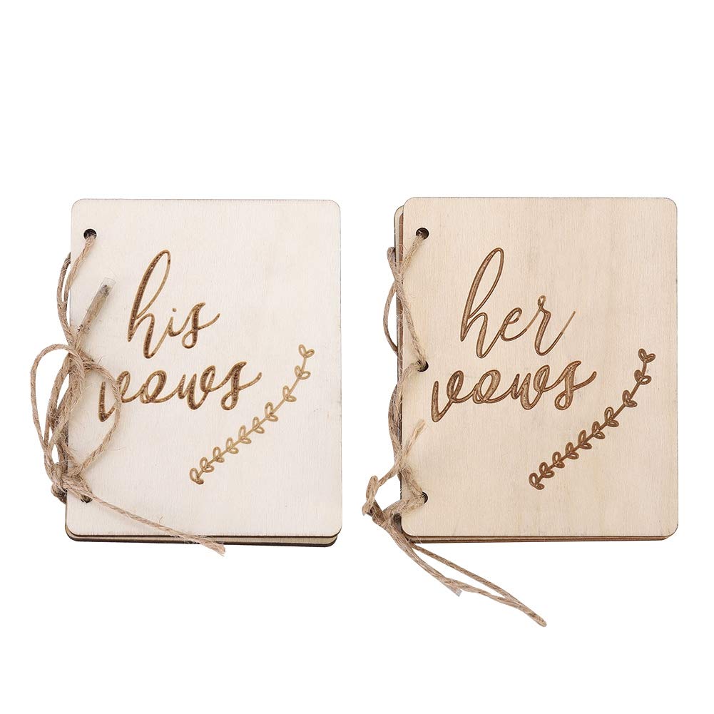 Fdit 2pcs Wedding Vows Book Wood Hemp Rope Guestbooks Keepsakes Bridal Shower Gifts Decoration Vows Keepsake(#3)