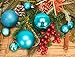AMS 2.36''/60mm 24ct Christmas Balls Hollow Out Carved Tree Pendants Shatterproof Ornaments Seasonal Decorations for Wedding,Halloween,Party(Turquoise)