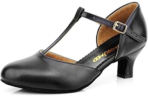 Bokimd Women's T-Strap Latin Salsa Dance Heels Non-Slip Ballroom Character Shoes Wedding Prom Pumps