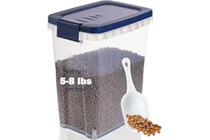 ELWICHEN EIwichen Dog and Cat Food Storage Container with Scoop - 5-10 Lbs Pet Food Container with Airtight Lid, Dry Food Bin BPA Free, Kibble Container, for Pet, Cat, Dog, Bird Seed, e